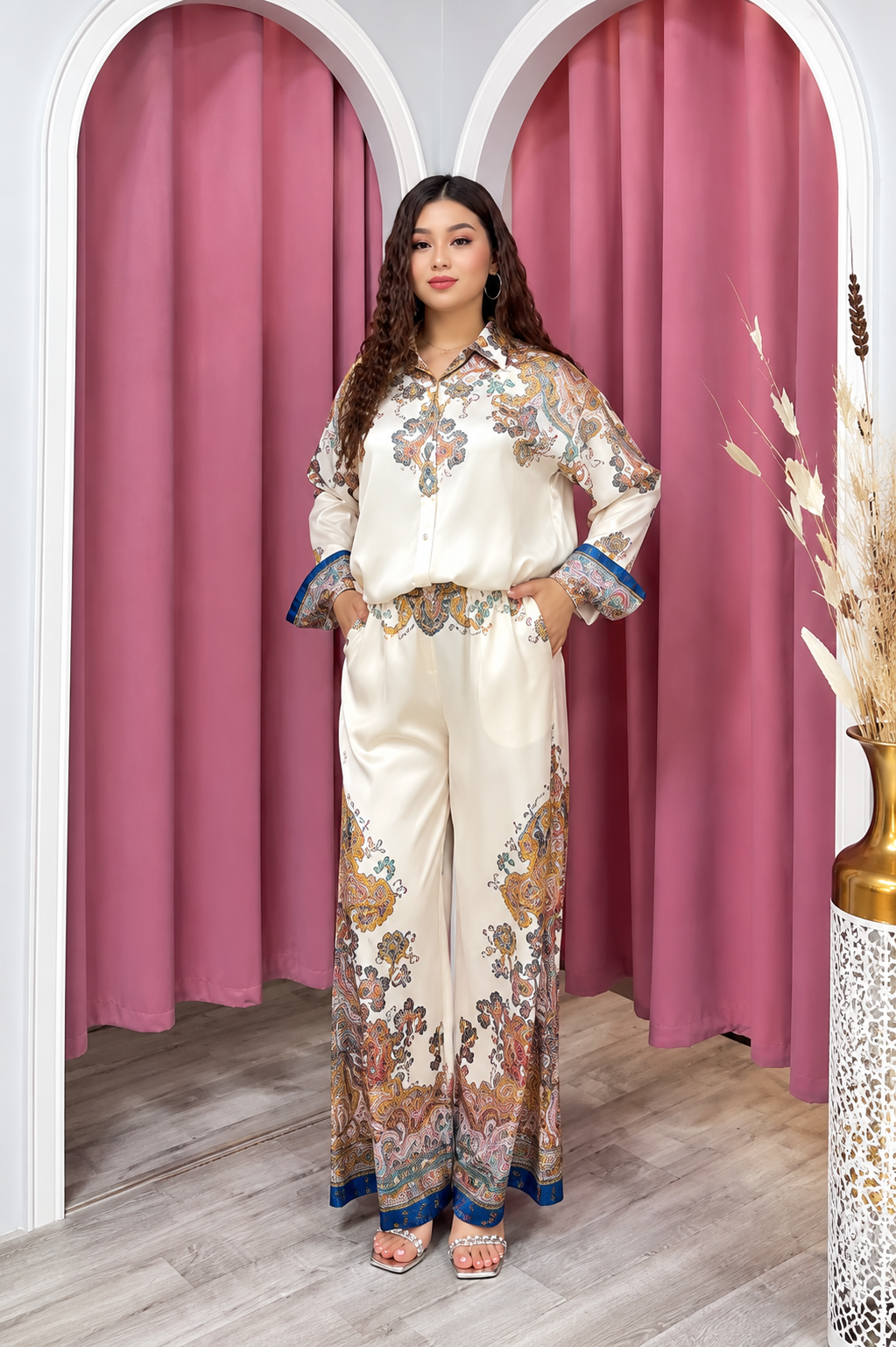 Royal Turkish Satin Printed Co-Ord Set for Women