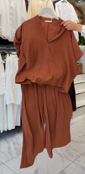 Women's Rayon Co-Ord Set - Mocha Breeze | Menarani