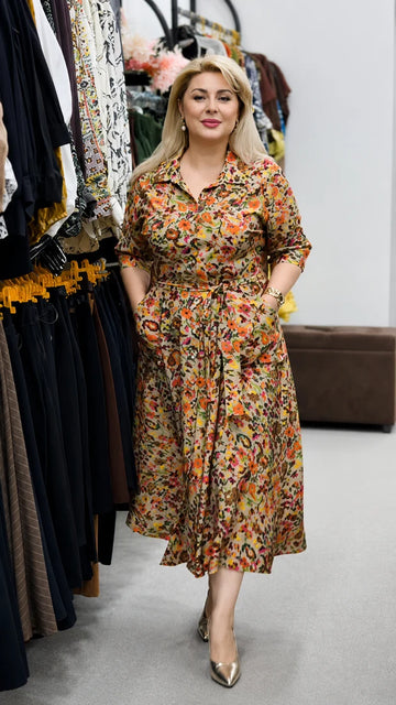 Mangoniz Floral Designer Rayon Shirt Dress