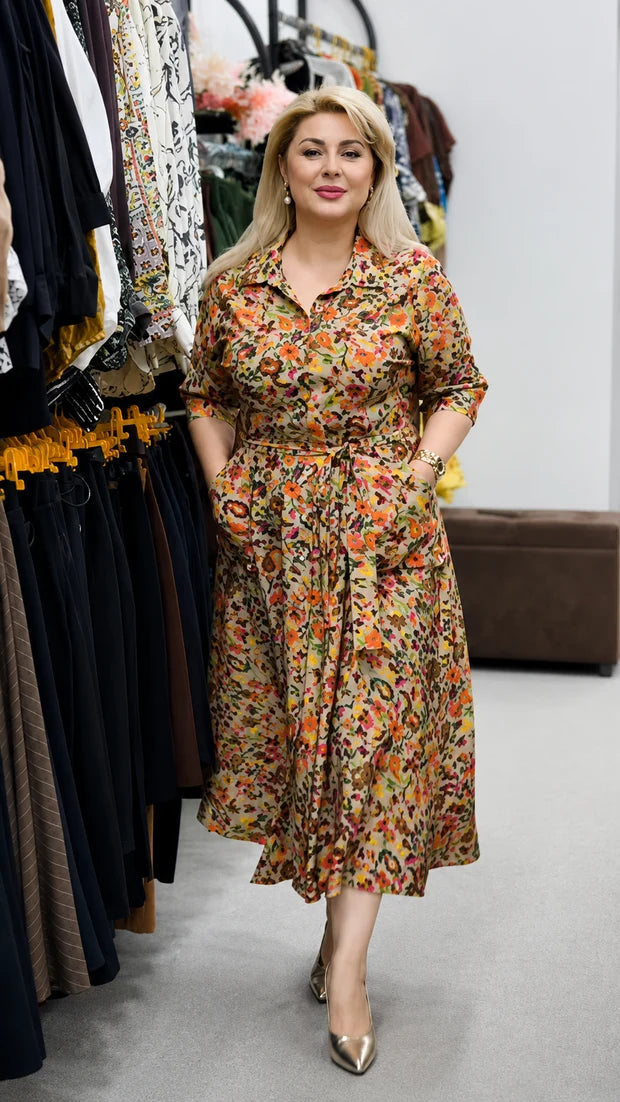Mangoniz Floral Designer Rayon Shirt Dress
