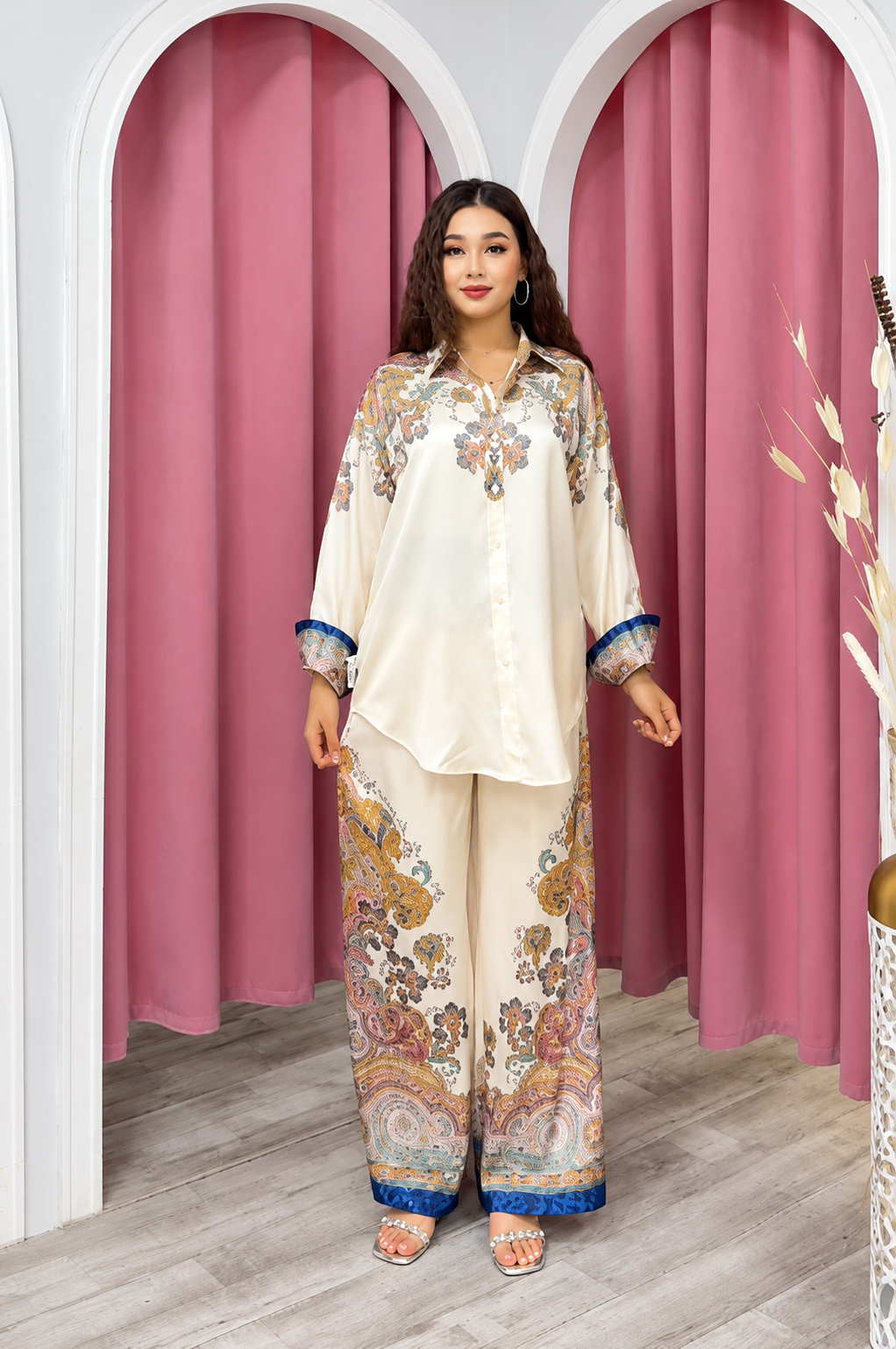 Royal Turkish Satin Printed Co-Ord Set for Women