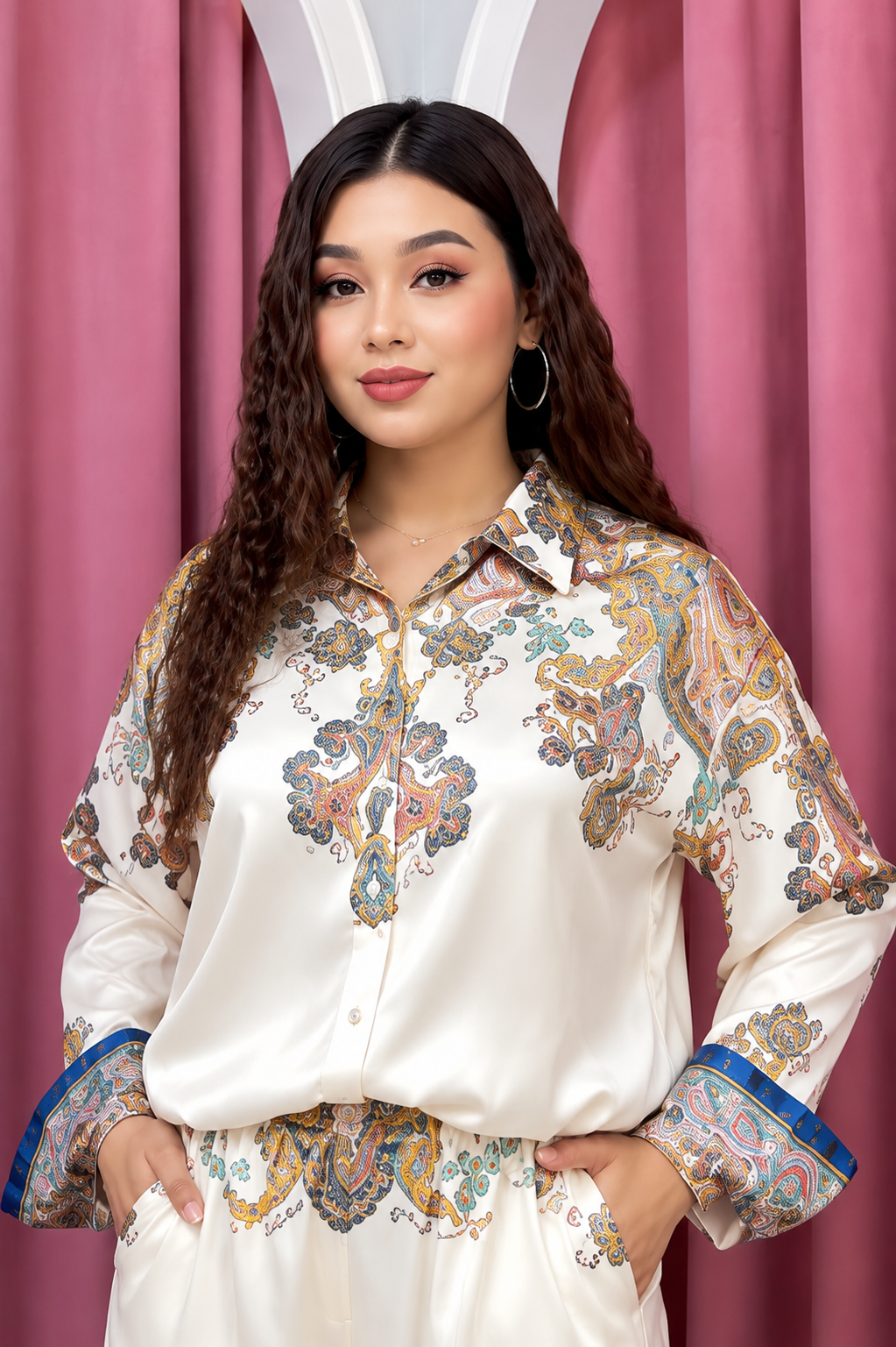 Royal Turkish Satin Printed Co-Ord Set for Women