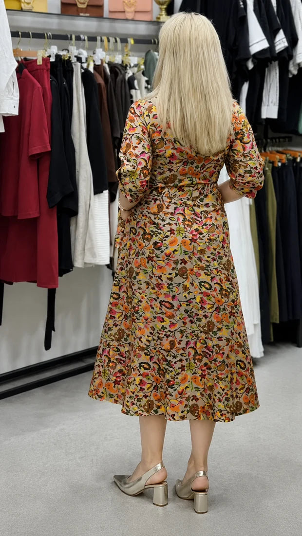 Mangoniz Floral Designer Rayon Shirt Dress