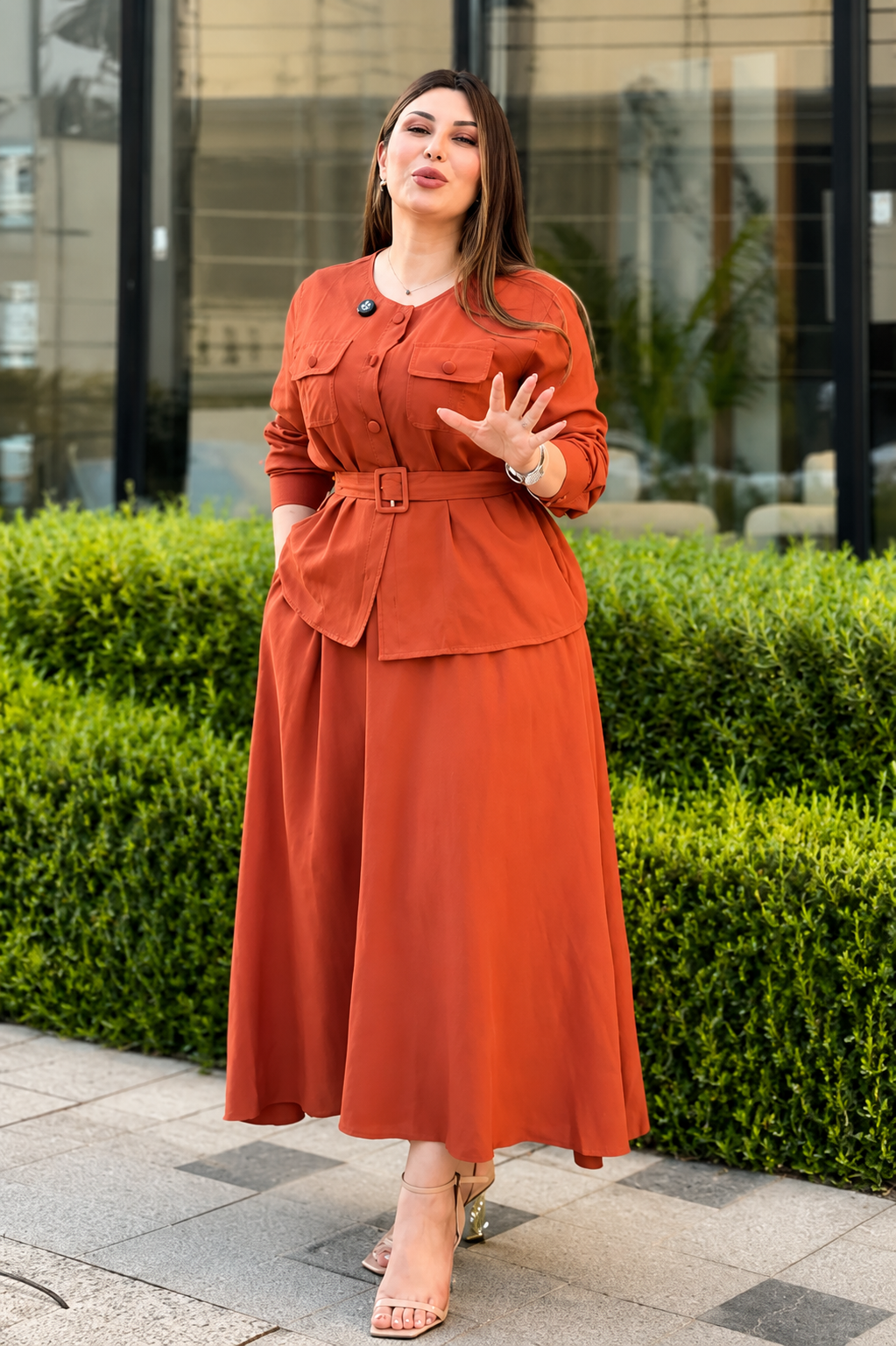 Italian Aura Belted Co-Ord Set For Woman