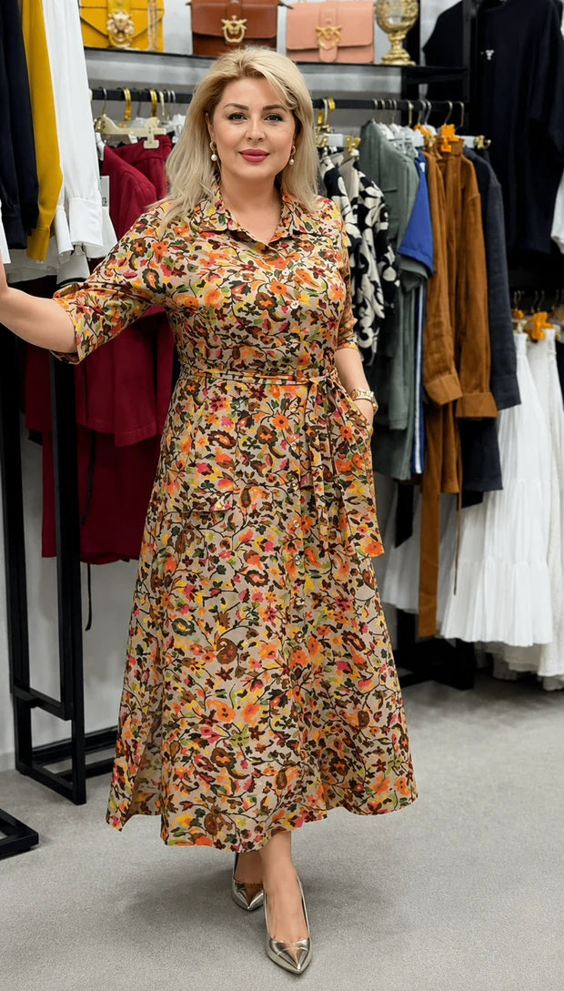 Mangoniz Floral Designer Rayon Shirt Dress