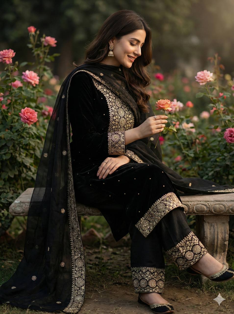 Crafted in Pure Fendy Silk with rich embroidery