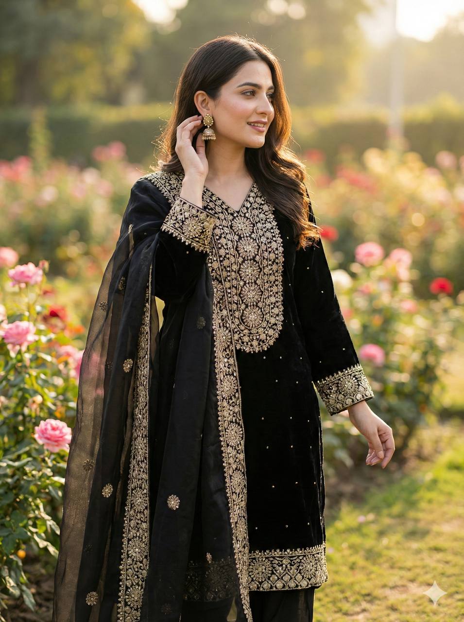 Crafted in Pure Fendy Silk with rich embroidery