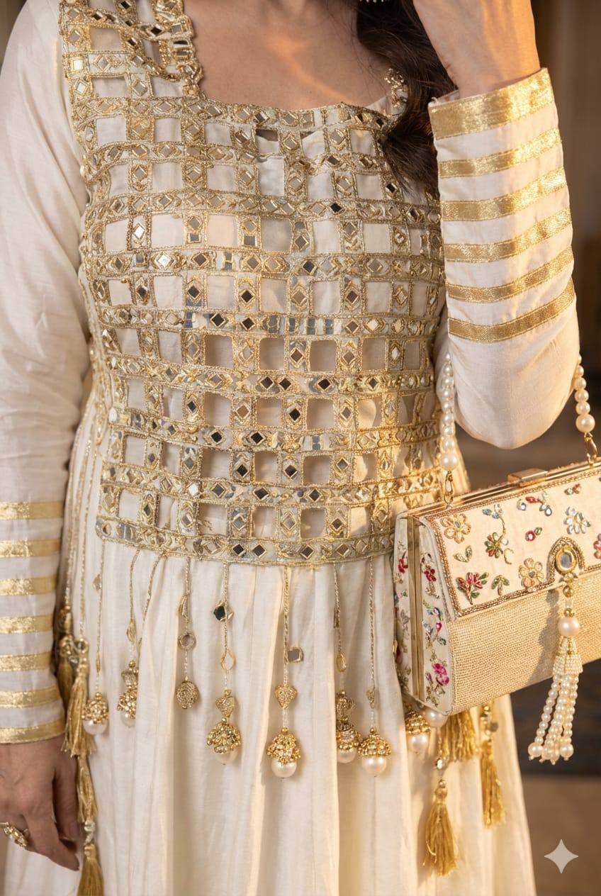Handwork Anarkali Set with Mirror Work Jacket