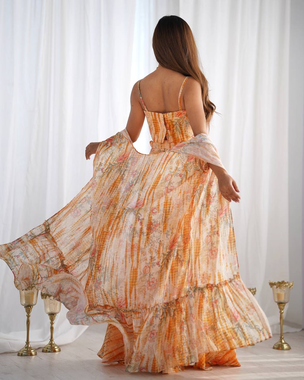 Multi Colour Soft Fox Georgette Floral Print 3-Piece Set
