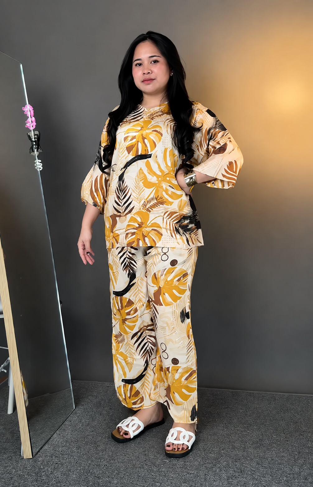 Golden Leaf Luxe Co-Ord Set for Women | Stylish 2-Piece Outfit