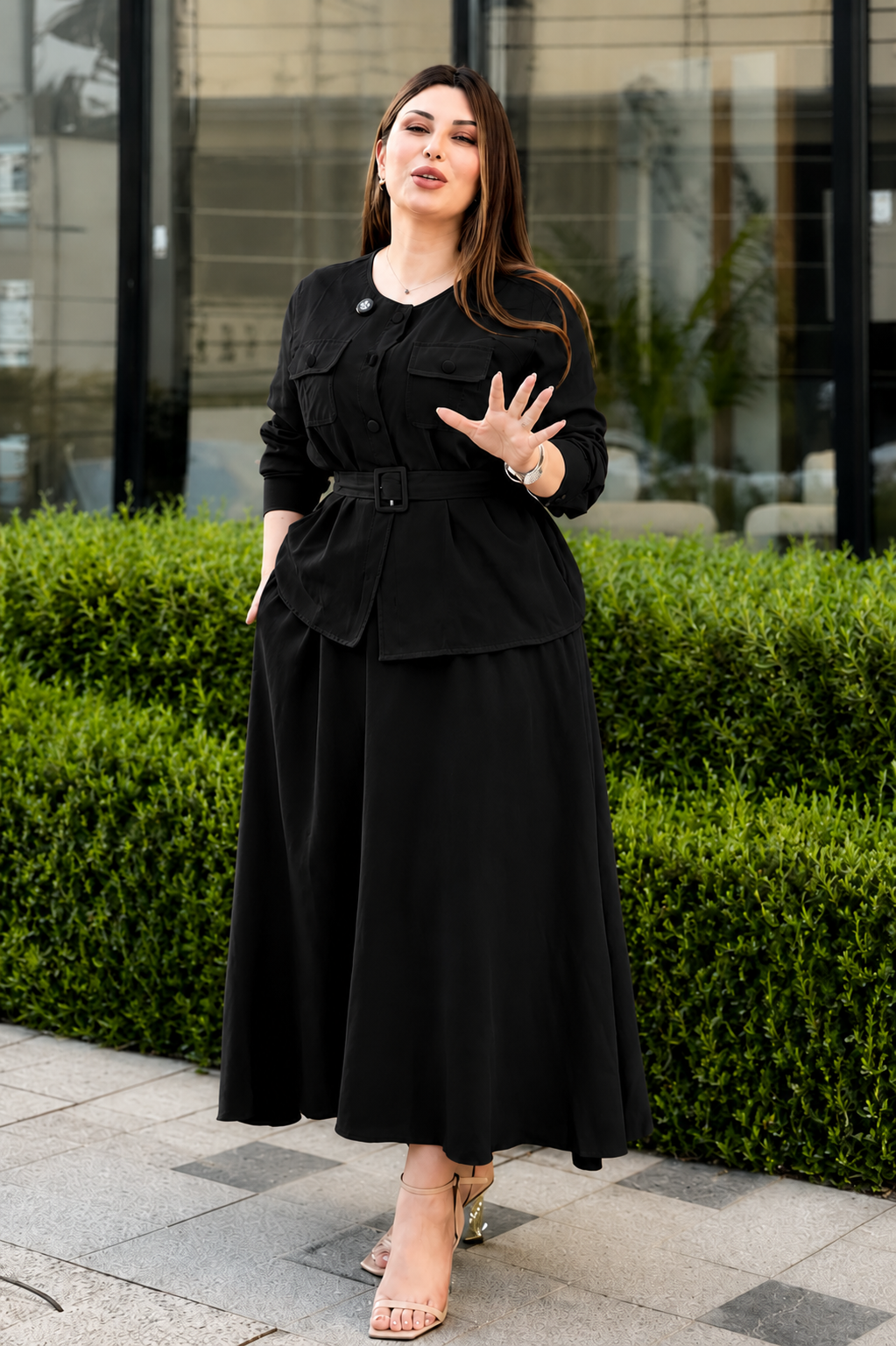 Italian Aura Belted Co-Ord Set For Woman