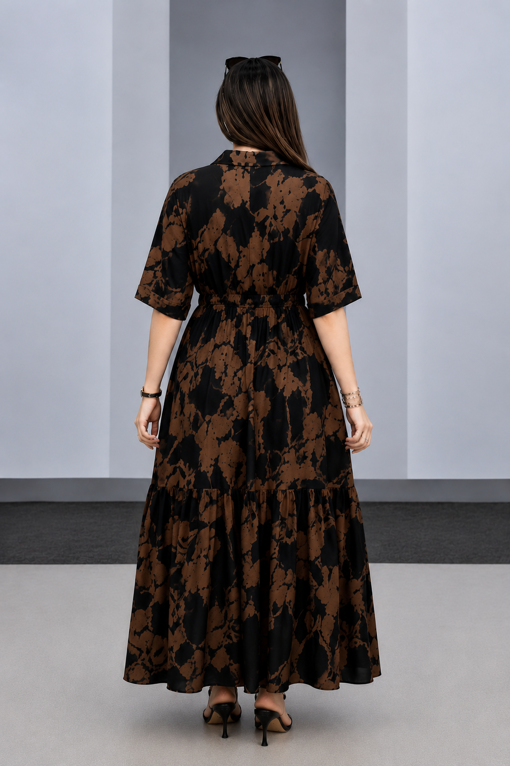 Arabic-code Premium Printed Rayon Maxi Dress