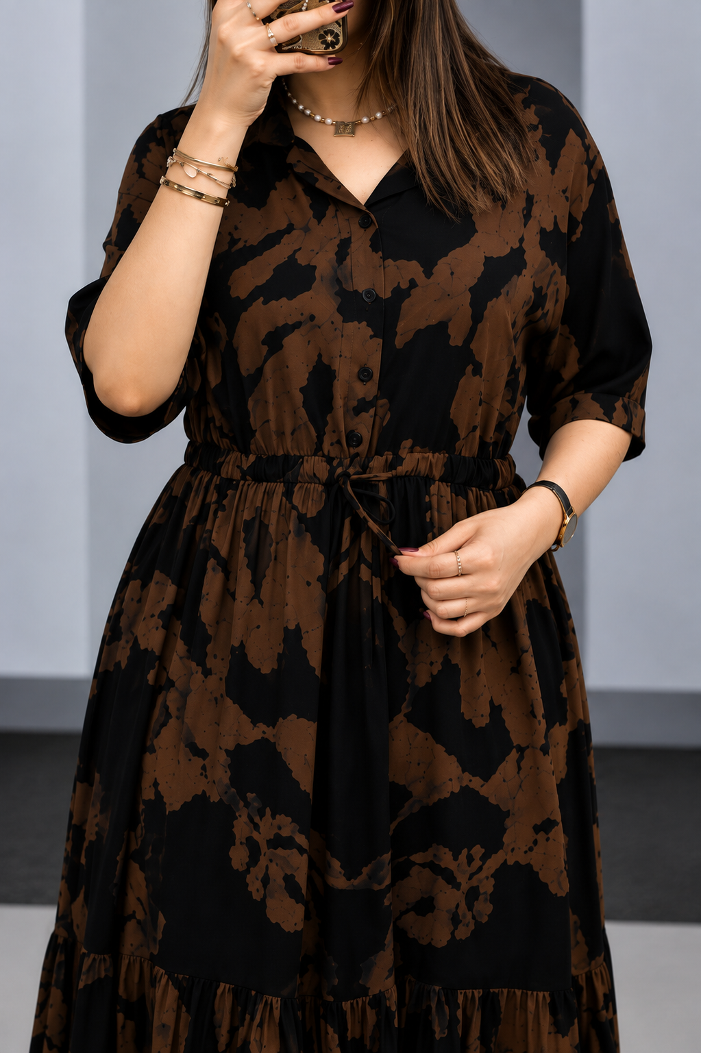 Arabic-code Premium Printed Rayon Maxi Dress