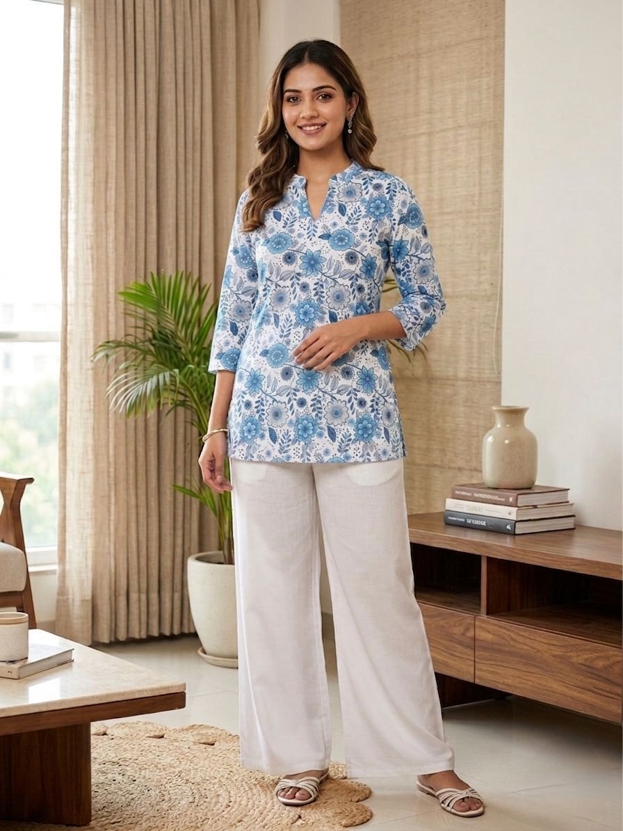 Designer Co-ord Set Rayon Slub With Digital Print