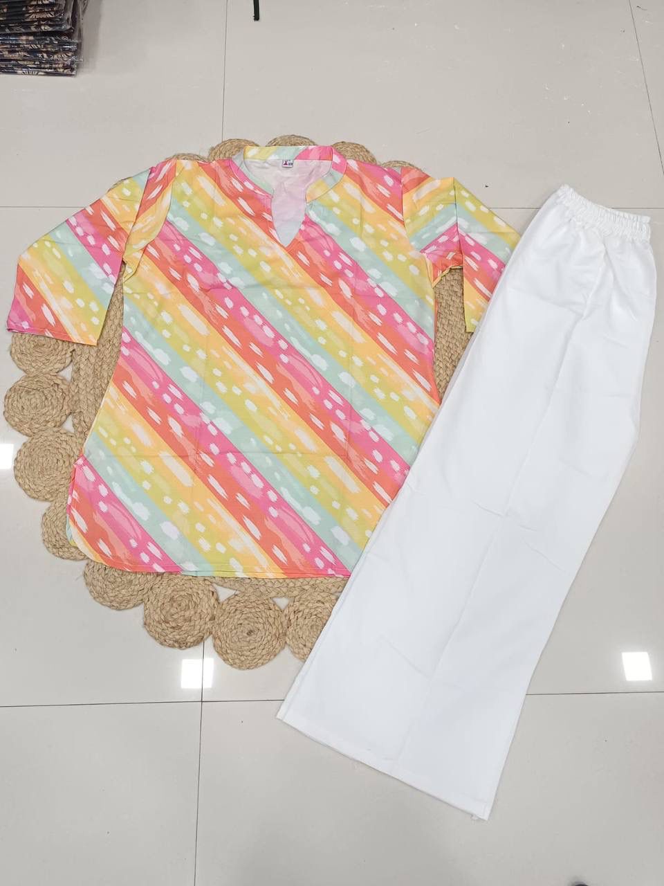 Designer Co-ord Set Rayon Slub With Digital Print