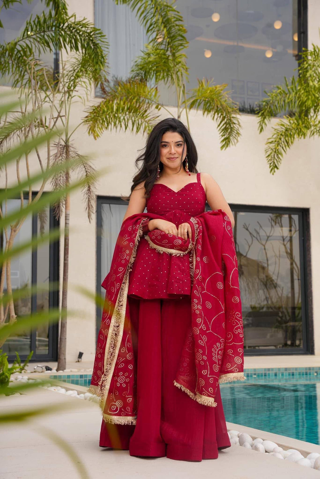 Festive Glow Tabby Organza Mukaish Sharara Set