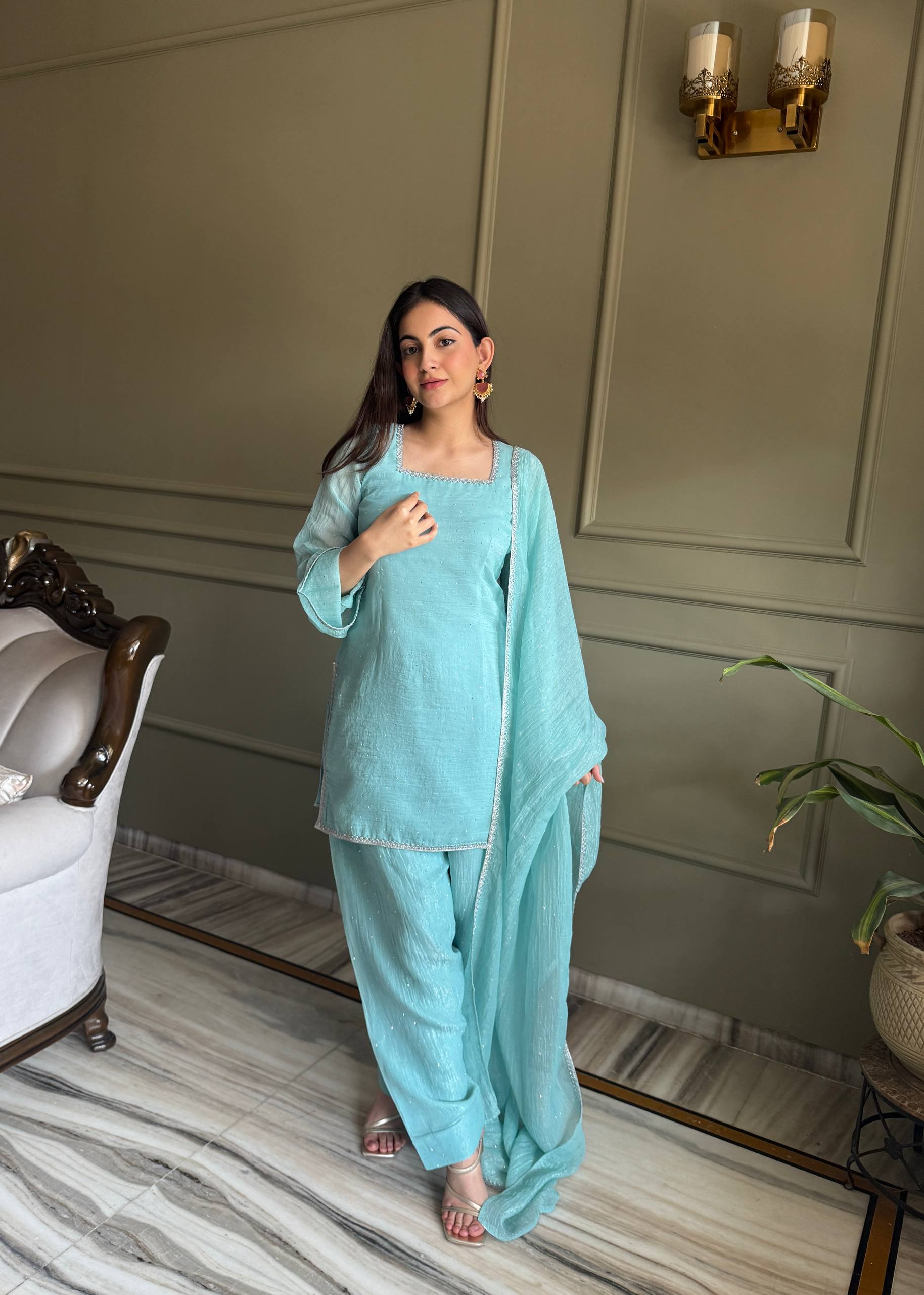Crystal Shine Crunchy Silk Ethnic Kurta Set