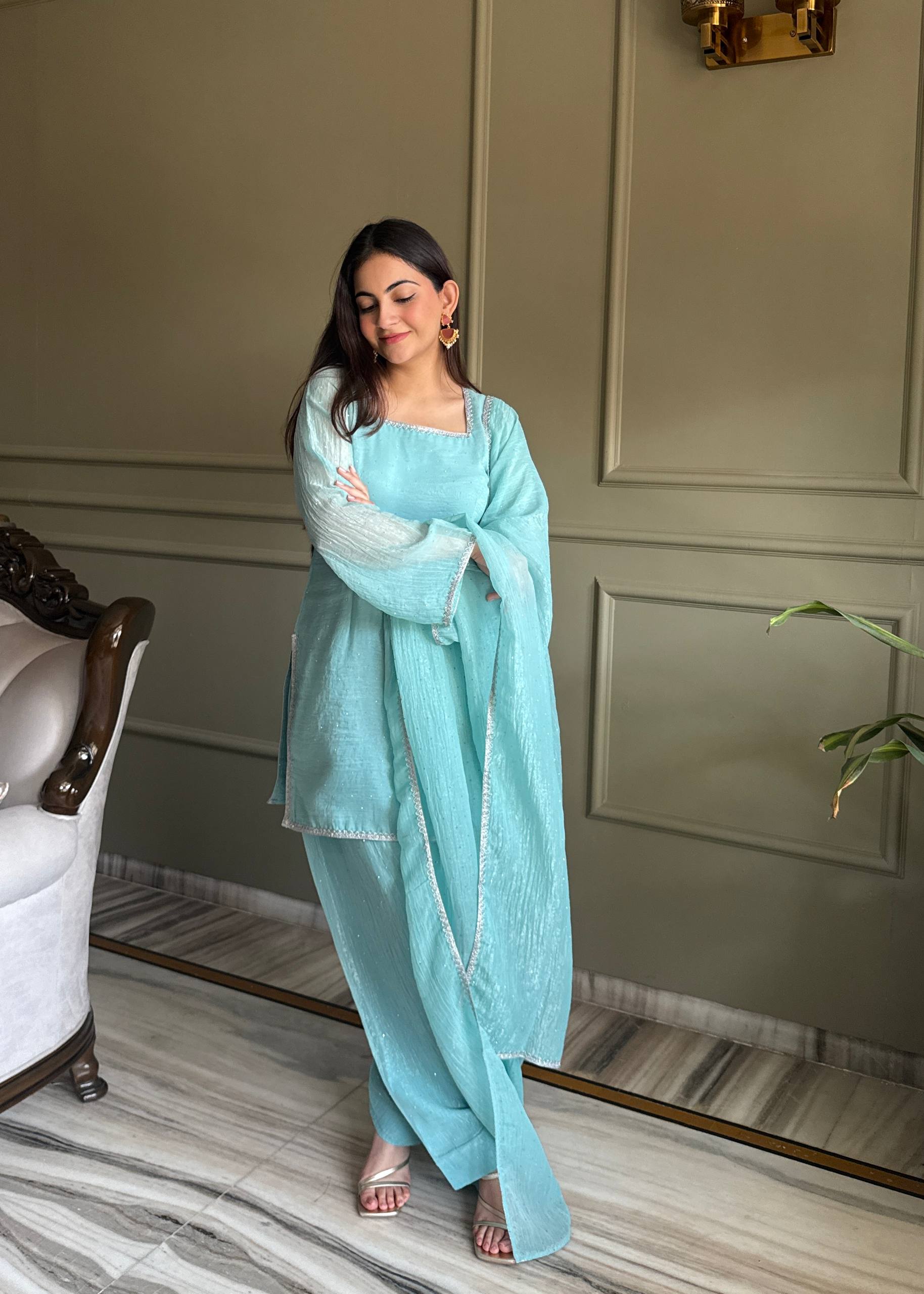 Crystal Shine Crunchy Silk Ethnic Kurta Set