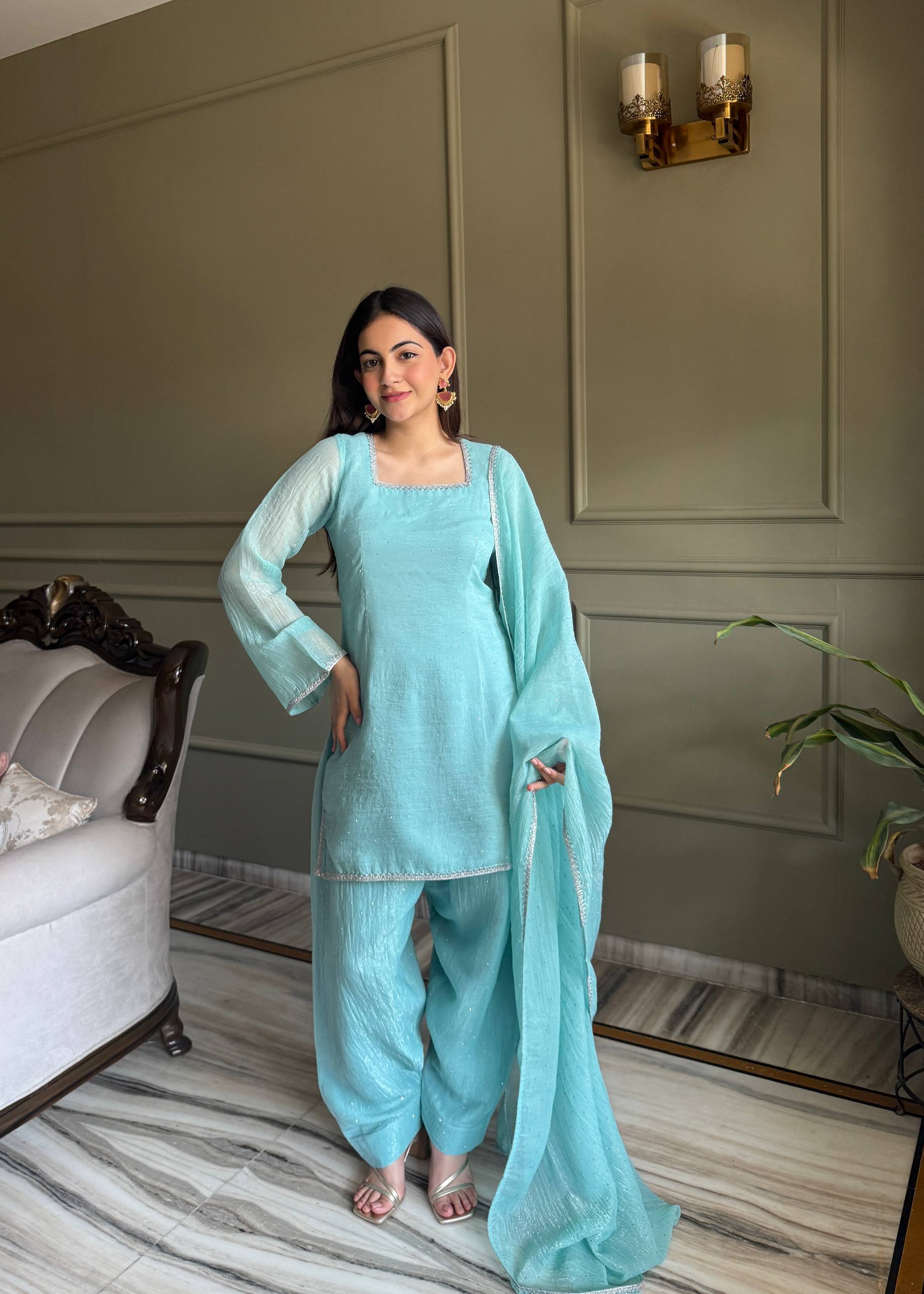Crystal Shine Crunchy Silk Ethnic Kurta Set
