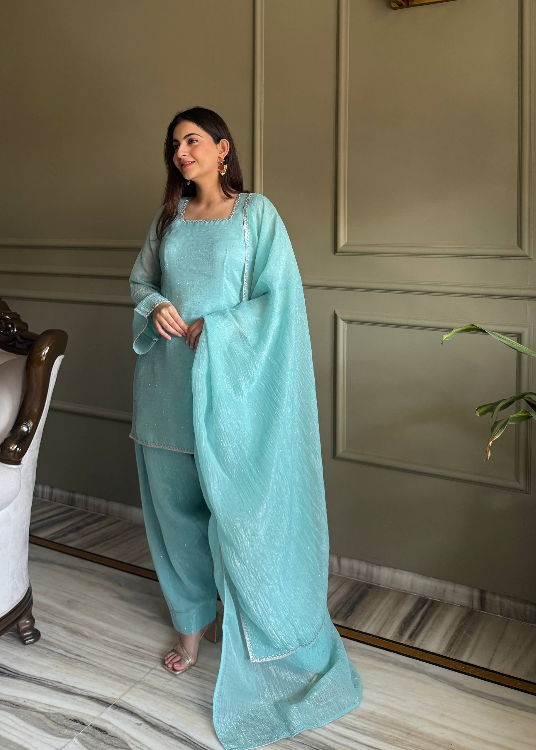 Crystal Shine Crunchy Silk Ethnic Kurta Set