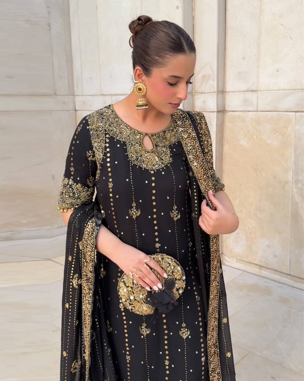 Sitara Shine Faux Georgette Embroidered Kurta Pant Set