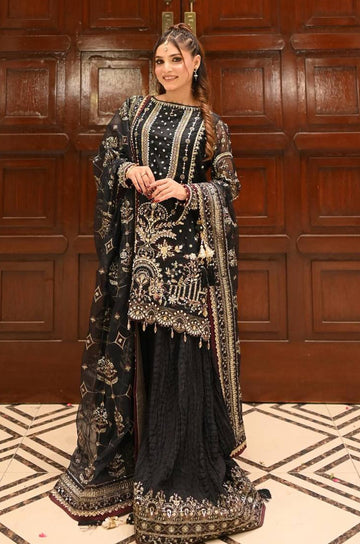 Luxe Faux Georgette Embroidered Kurta Palazzo Set