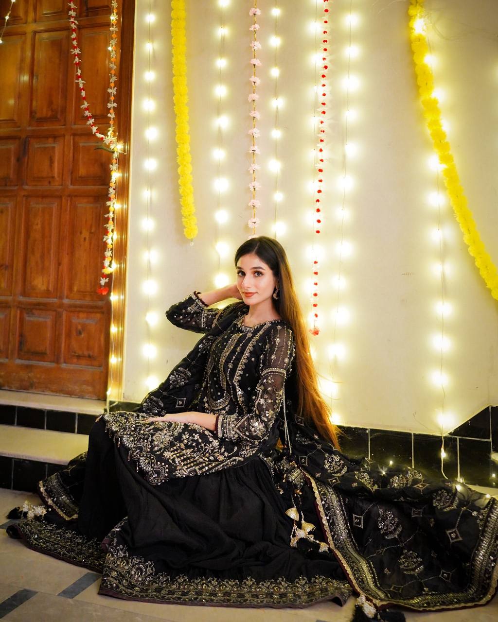 Luxe Faux Georgette Embroidered Kurta Palazzo Set