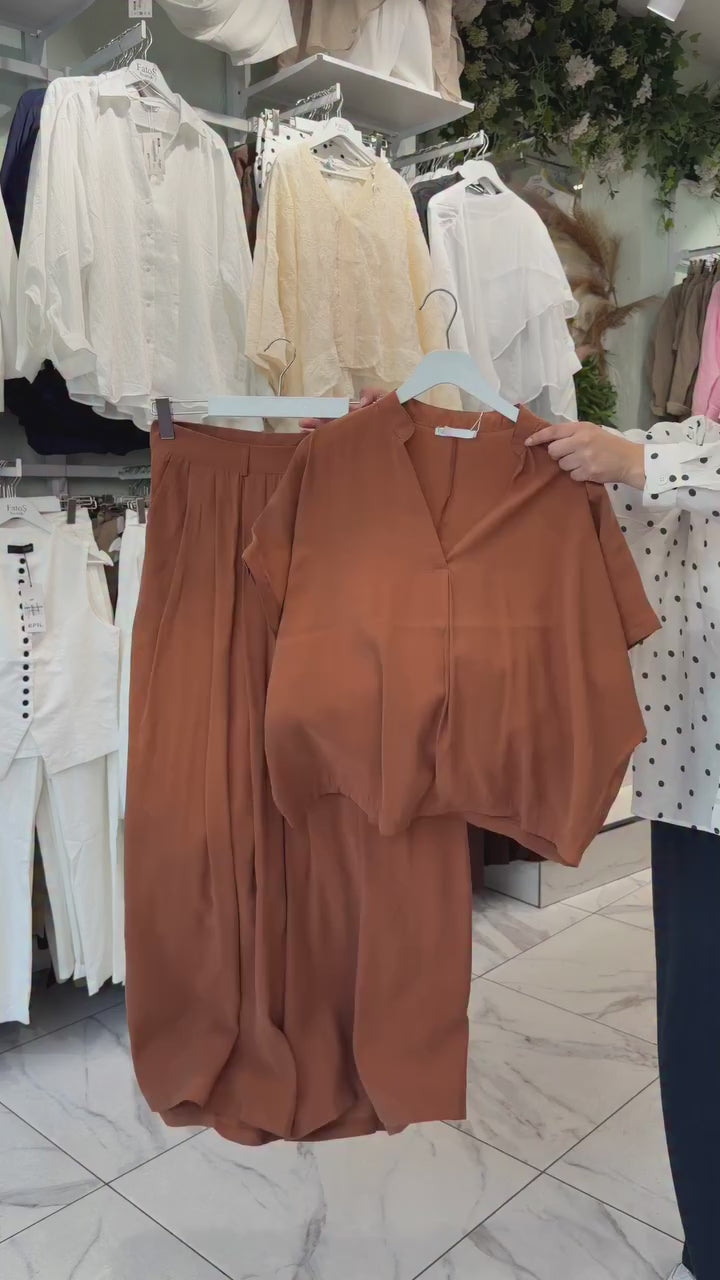 Women's Rayon Co-Ord Set - Mocha Breeze | Menarani